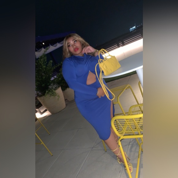 First Distraction the Label wrap top cut out midi dress in Cobalt UK 14 US10 - Picture 3 of 5